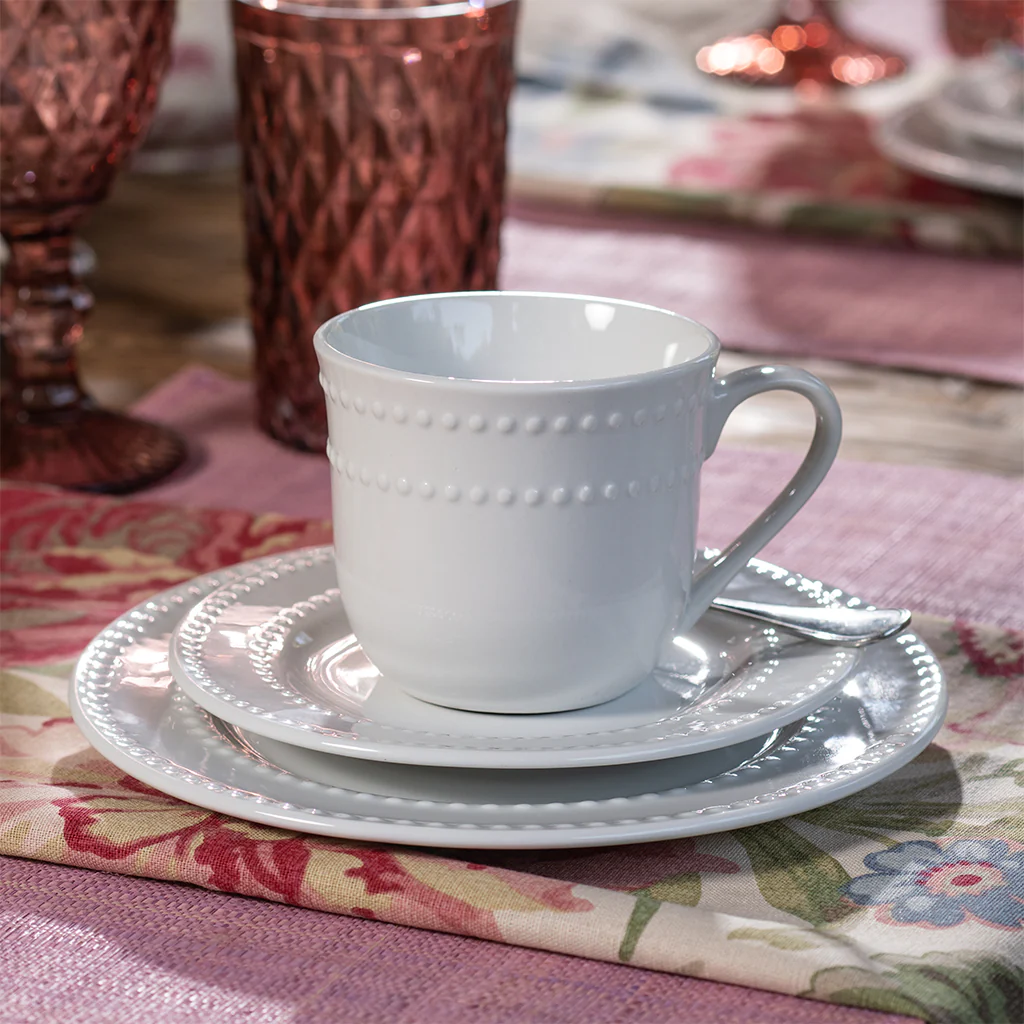Set 4 Taza De Té Con Plato Loza Blanca - Image 2