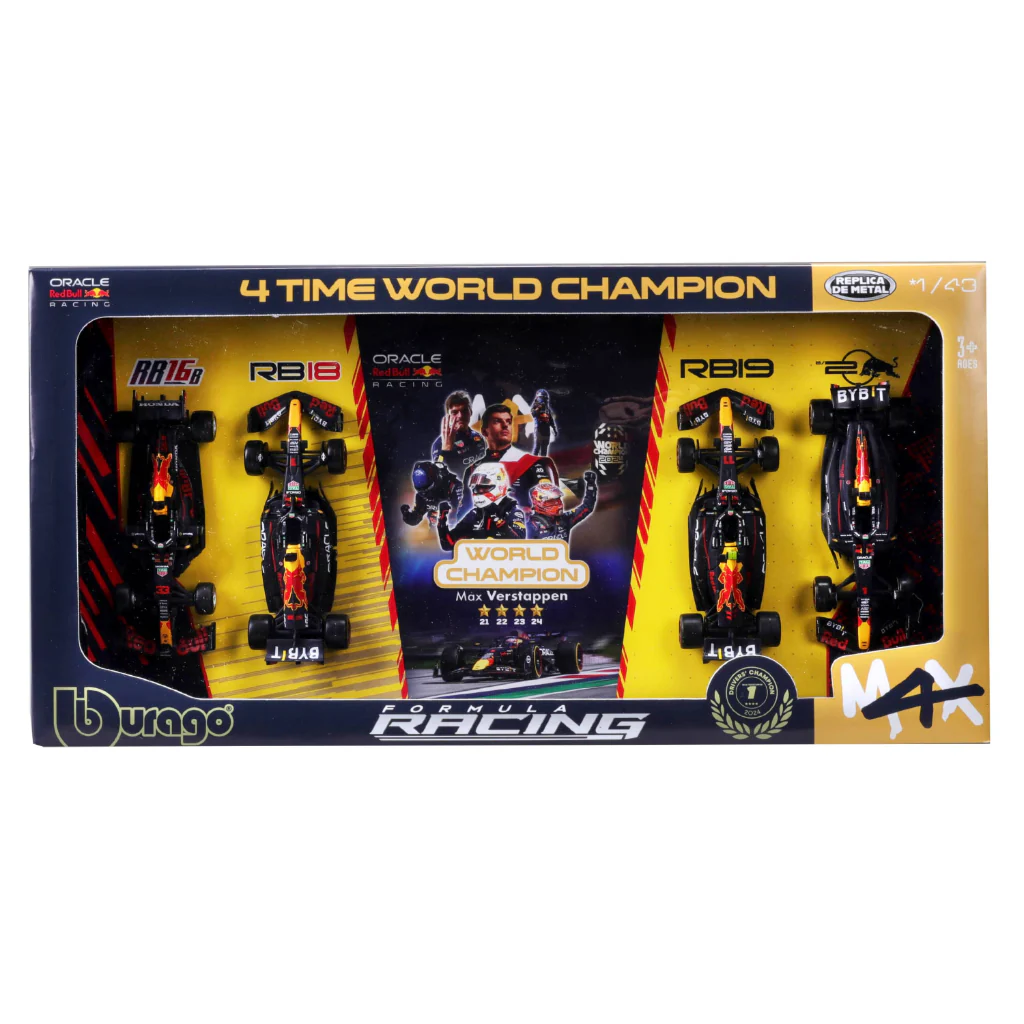 Pack 4 Auto M4X Campeón Oracle Red Bull Racing 1:43 Verstappen
