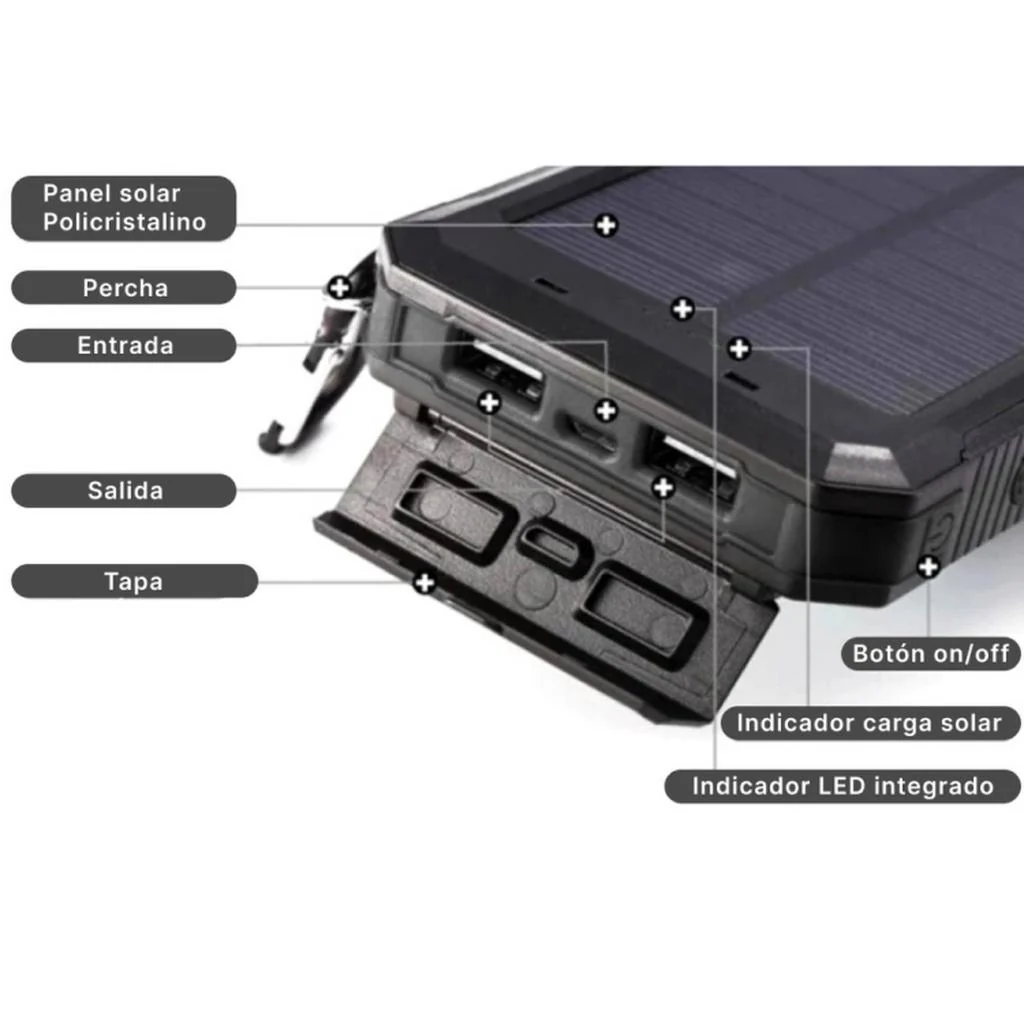 Batería Externa Power Bank Solar con Linterna. 10.000 mAh Pro Outdoor - Image 2