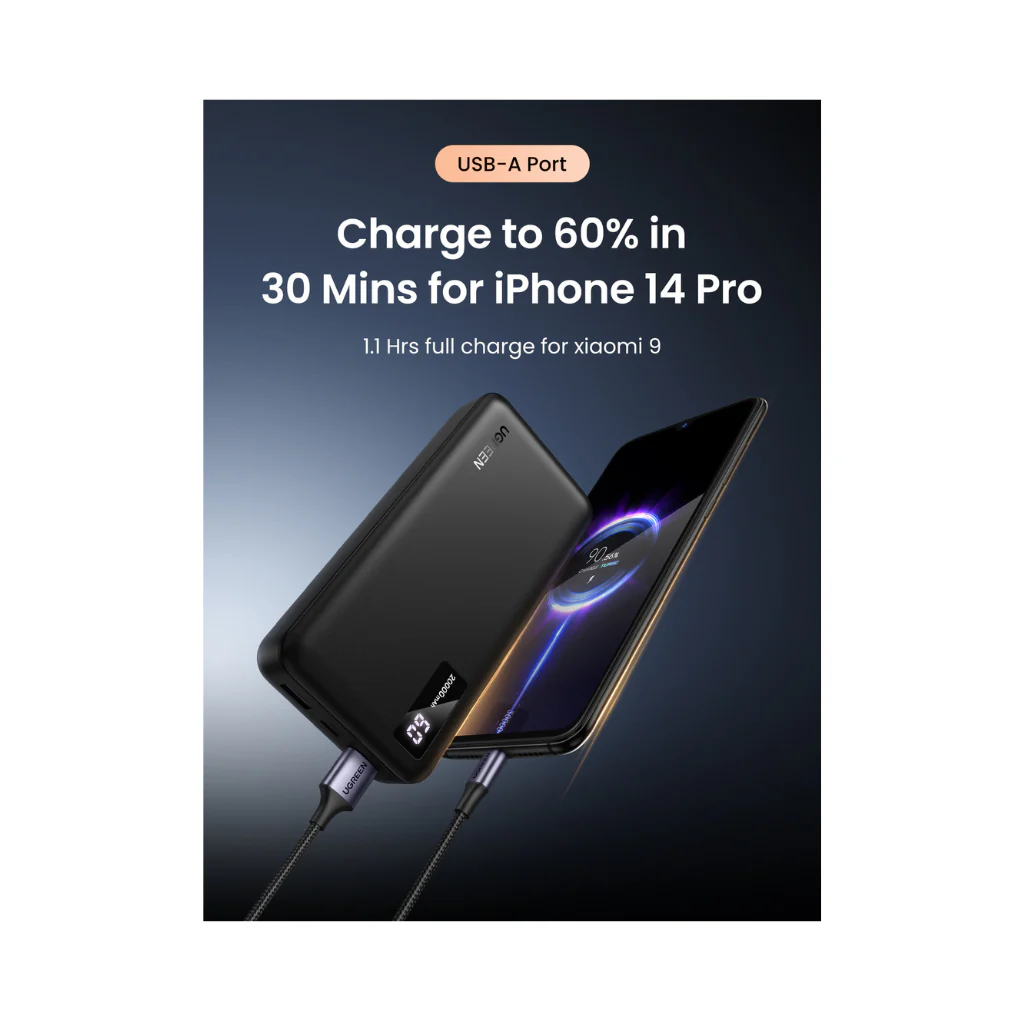 Bateria Portatil 20.000mAh PD 20W 1USB-C+1USB-A UGREEN PB312 - Image 3