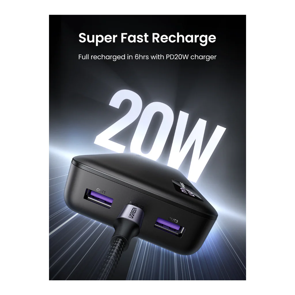 Bateria Portatil 20.000mAh PD 20W 1USB-C+1USB-A UGREEN PB312 - Image 5