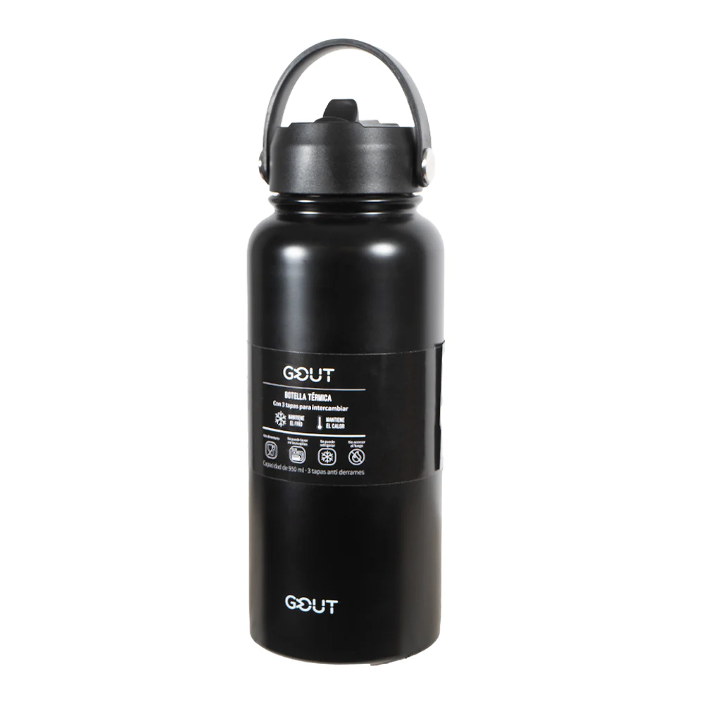 Botella Térmica 950 Ml Gout - 3 Tapas Color Negro - Image 5