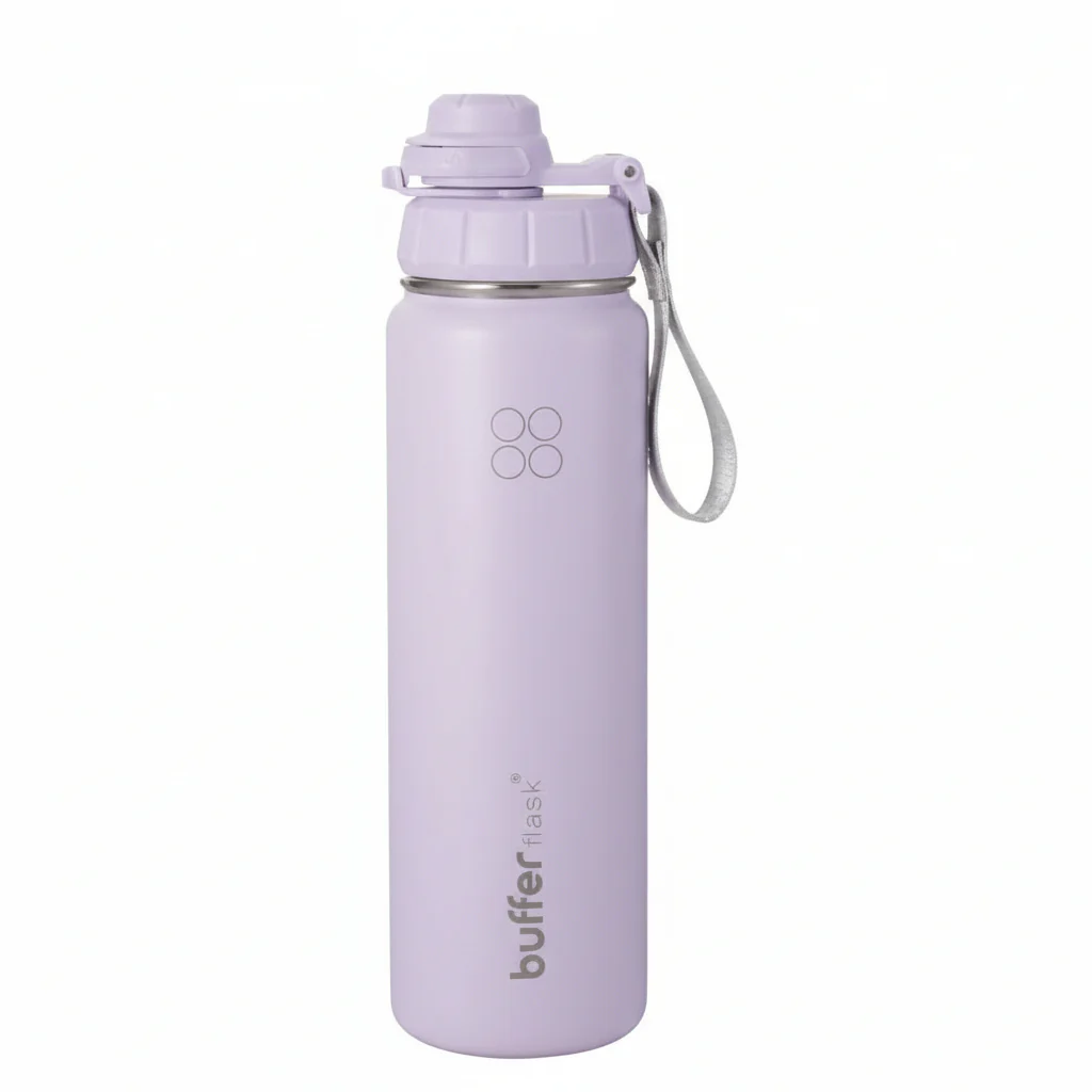 Botella Agua Térmica Buffer Morea 700ml +4 Tapas Lila