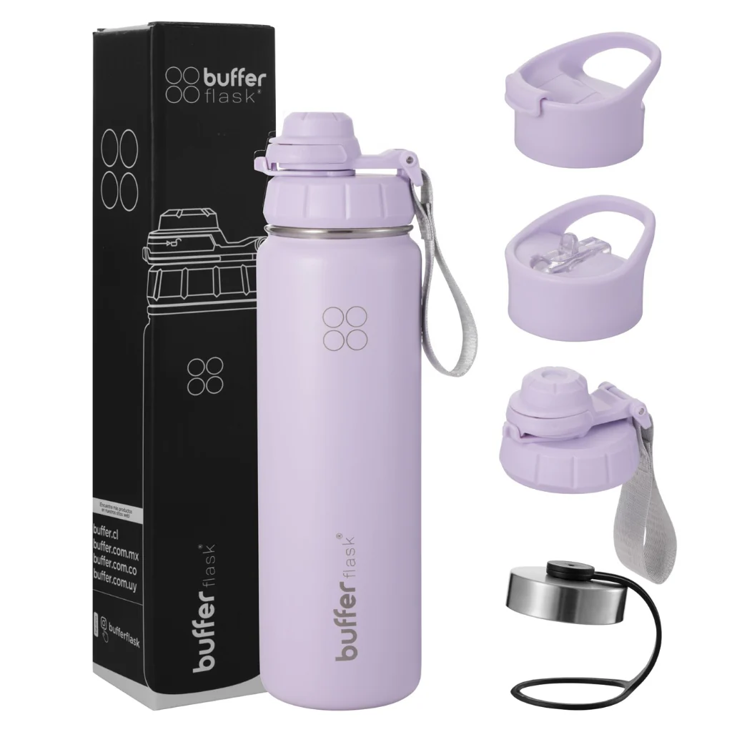 Botella Agua Térmica Buffer Morea 700ml +4 Tapas Lila - Image 2