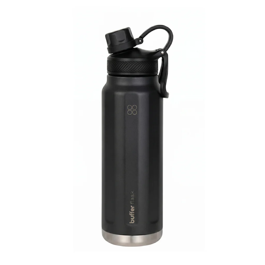 Botella Agua Térmica Buffer Paine 950ml + 2 Tapas Negra - Image 5