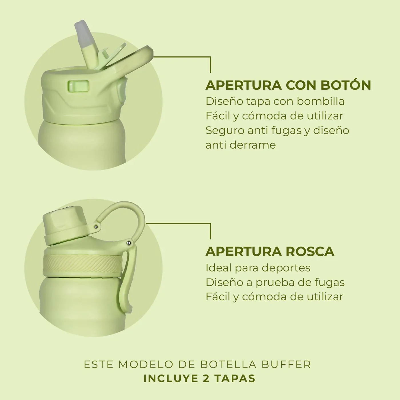 Botella Agua Térmica Yosemite 700ml Acero Inox Agua Fría y Caliente Citrus Green - Image 2