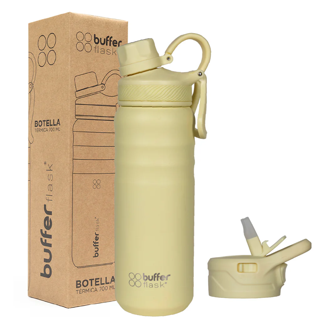 Botella Agua Térmica Buffer 700ml Acero Inox Agua Fría y Caliente Lemon
