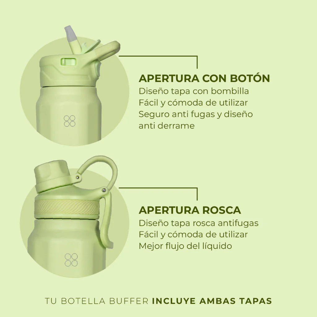 Botella Termica Agua Acero Inoxidable Buffer Paine 1L+tapas Citrus Green - Image 7