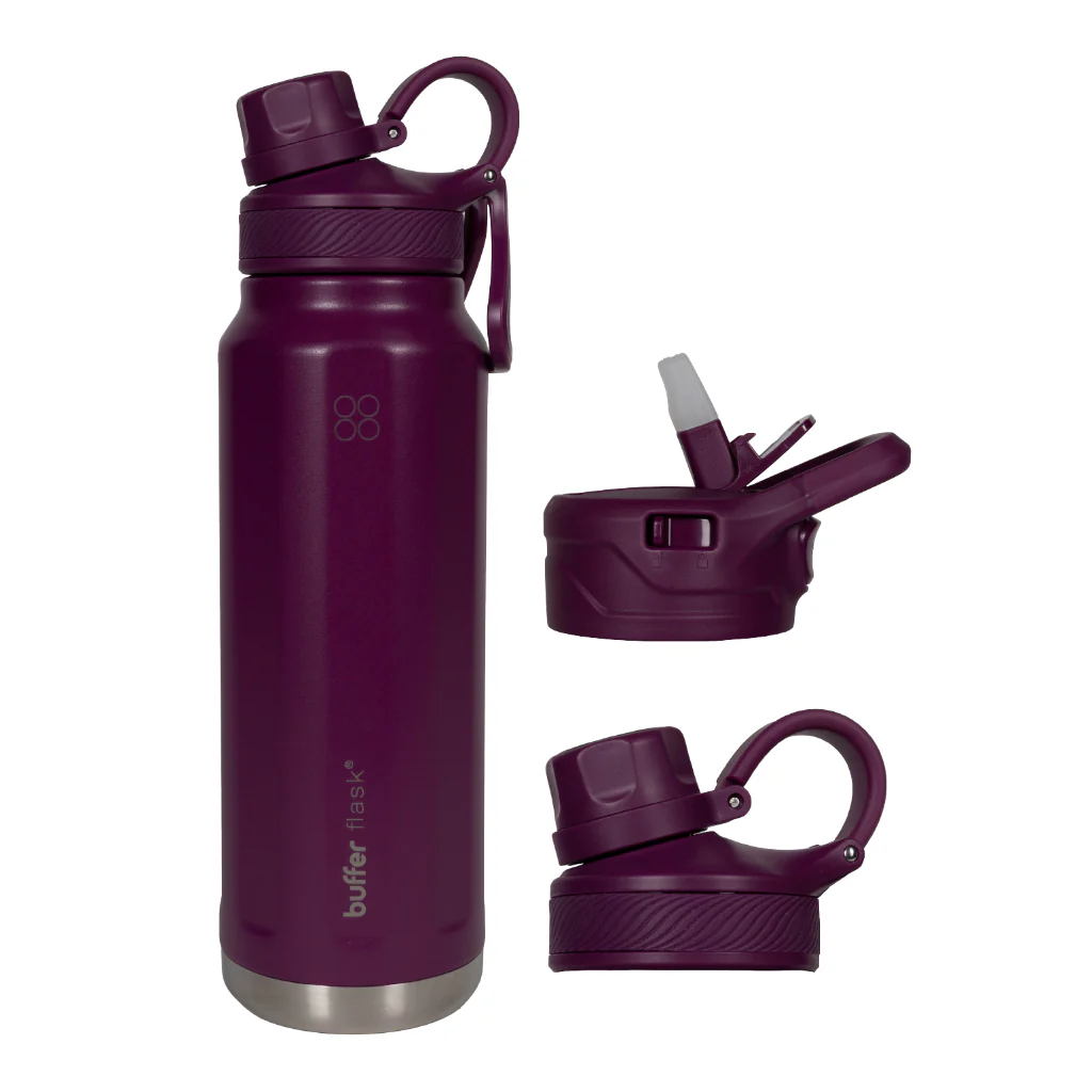 Botella Termica Agua Acero Inoxidable Buffer Paine 1L +tapas Plum - Image 3