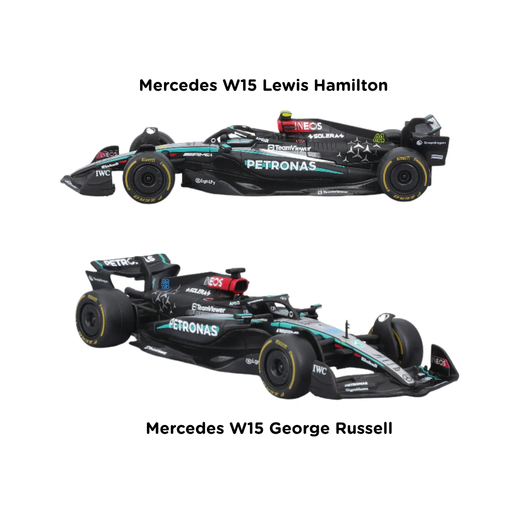 Combo 2 Autos 1:43 Mercedes W15 Hamilton + Russell