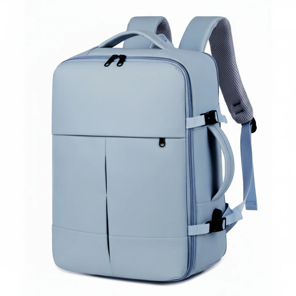 Combo 2 Mochilas de Viaje Viral XL. 1 Mochila Negra 40L y 1 Mochila 36L Ripstop Light Blue. Pack Travel - Image 6