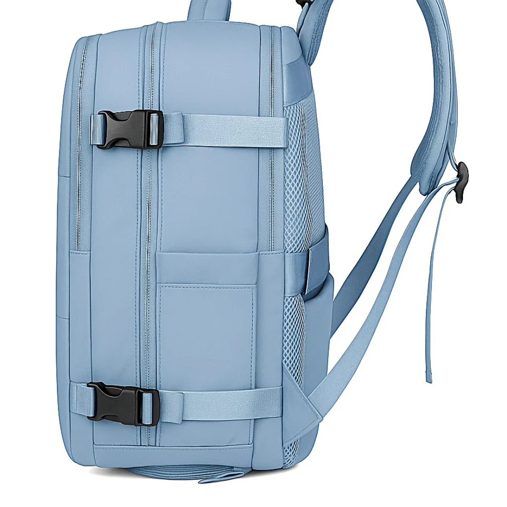 Combo 2 Mochilas de Viaje Viral XL. 1 Mochila Negra 40L y 1 Mochila 36L Ripstop Light Blue. Pack Travel - Image 7