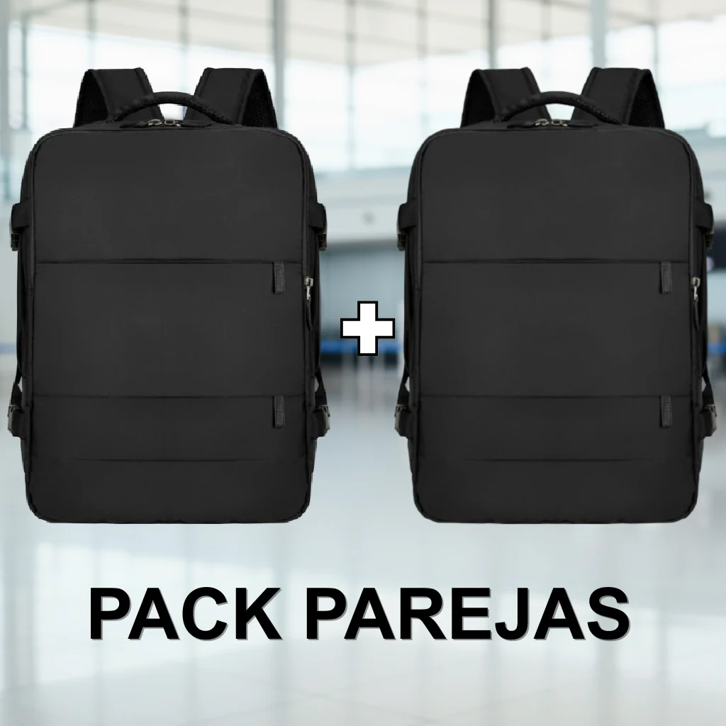 ✈️Combo Exclusivo 2 Mochilas de Viaje XL Viral Cabina 40L Black. Expandible. Pack Travel