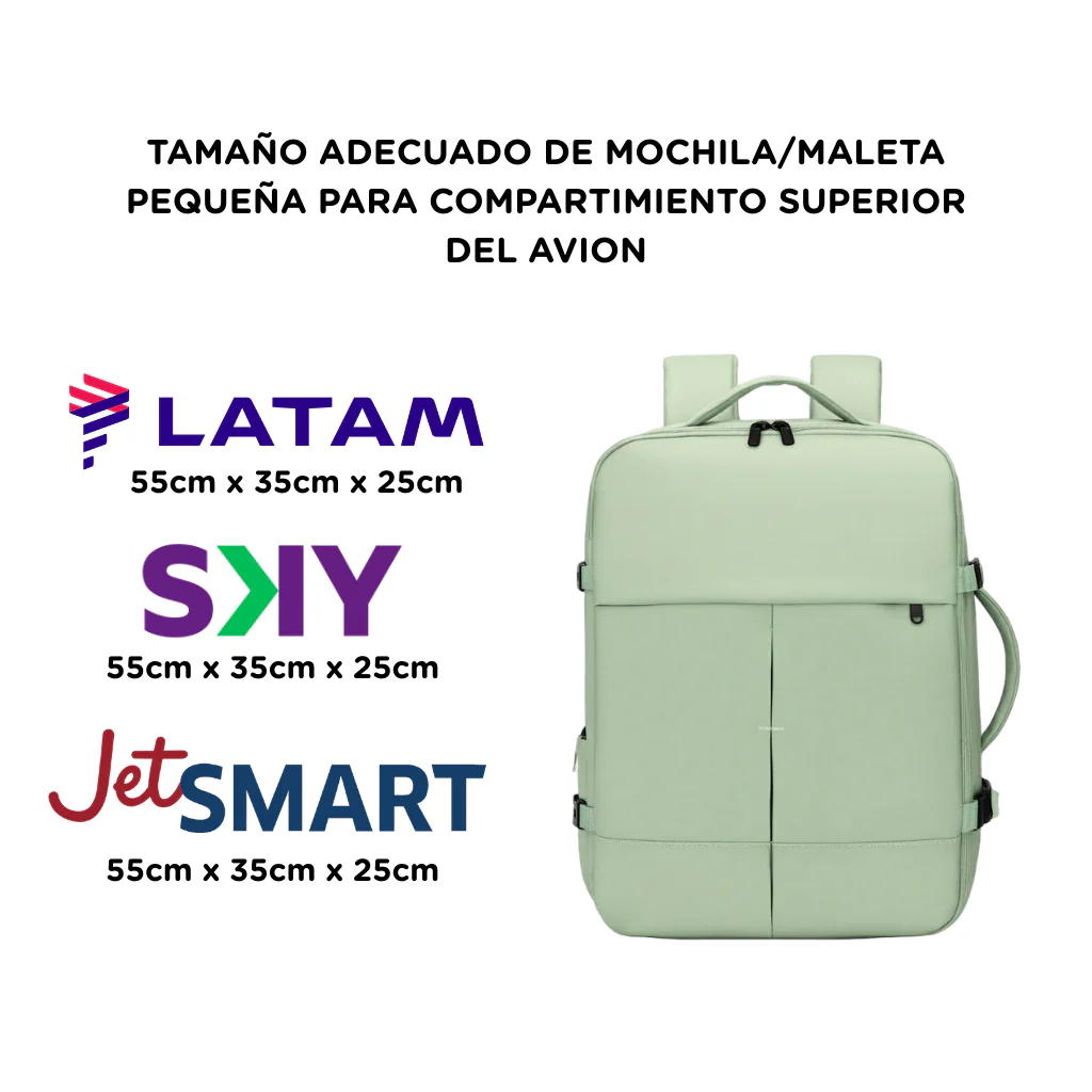 Combo 2 Mochilas de Viaje Viral Cabina XL. Mochila 40L Black  y Mochila 36L. Ripstop Matcha-Green Impermeable Expandible. Pack Travel - Image 5