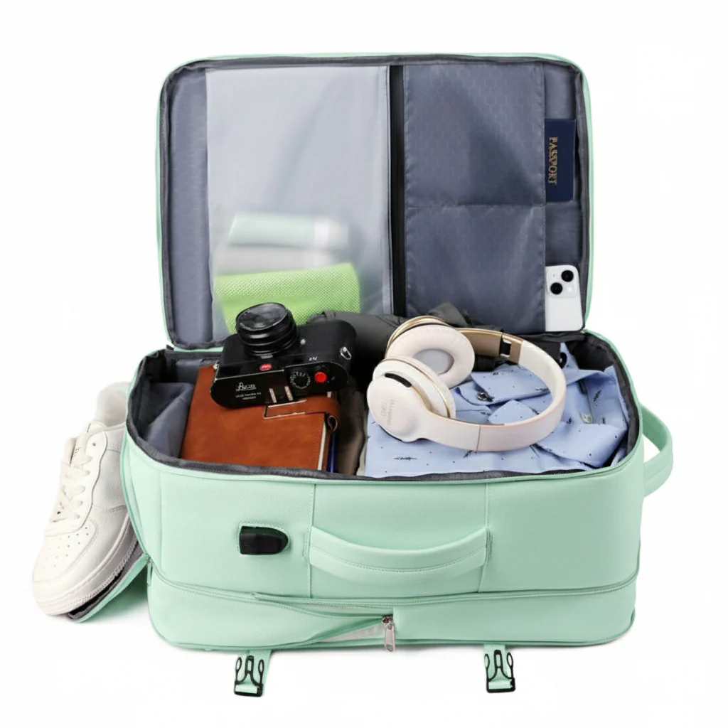 Combo 2 Mochilas de Viaje Viral Cabina XL. Mochila 40L Black  y Mochila 36L. Ripstop Matcha-Green Impermeable Expandible. Pack Travel - Image 9