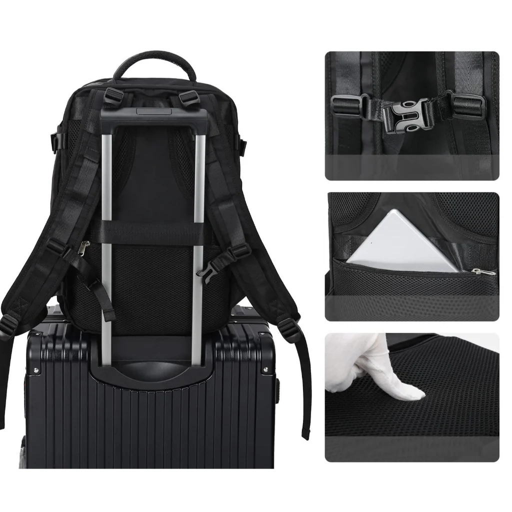 Combo 2 Mochilas de Viaje Viral Cabina XL. 1 Mochila 40L Black y 1 Mochila Impermeable Expandible 36 Litros. Navigator Ripstop Grey - Image 13