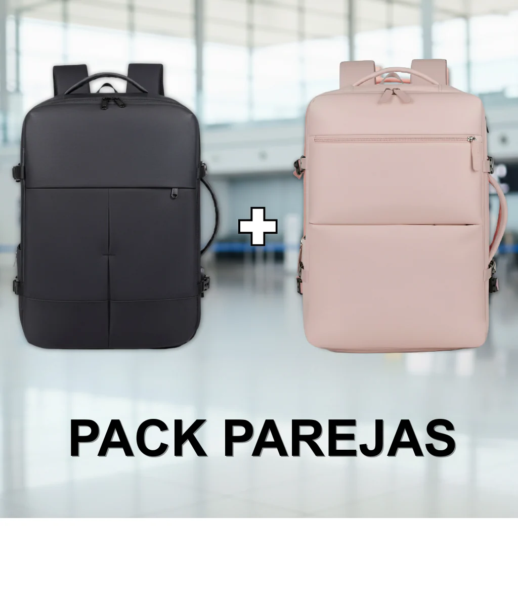 ✈️ Combo 2 Mochilas de Viaje Viral XL: 1 Mochila 40L Pink y 1 Mochila 36L Black. Pack Travel