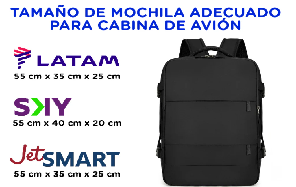 Combo 2 Mochilas Viaje (Cabina Avión) 40L. Negro. Expandible - Image 2