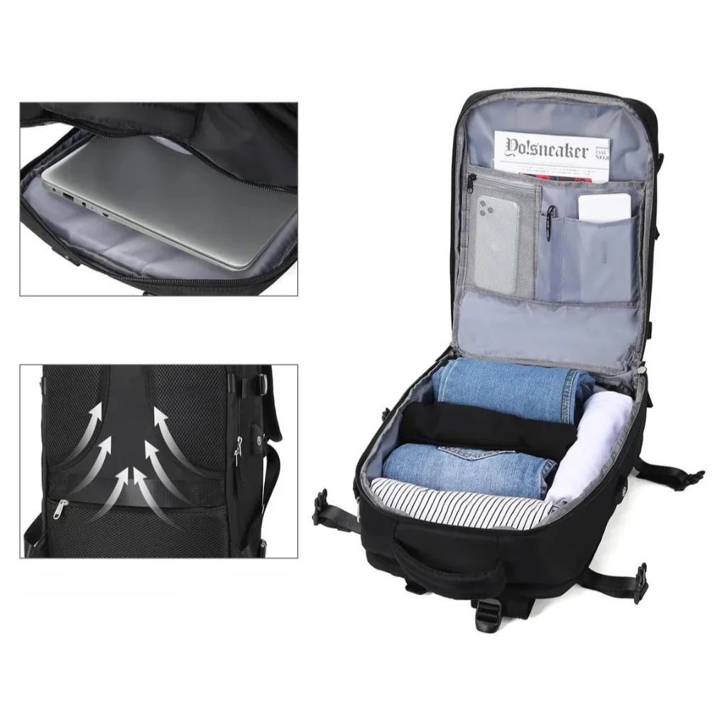 Combo 2 Mochilas Viaje (Cabina Avión) 40L. Negro. Expandible - Image 5