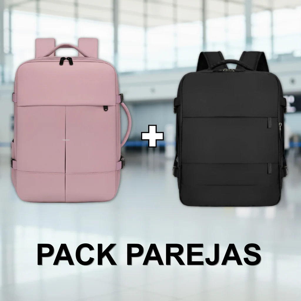 Combo 2 Mochilas Viaje Viral Cabina XL. 1 Mochila 40L Black y 1 Mochila 36L. Ripstop Lila