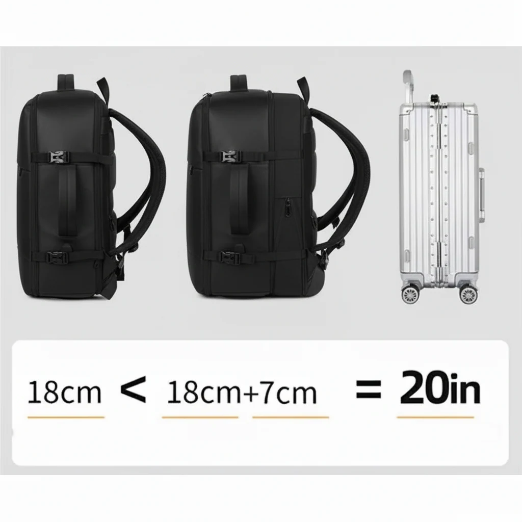 Combo 2 Mochilas Viaje Viral Cabina XL. 1 Mochila 40L Black y 1 Mochila 36L. Ripstop Lila - Image 3