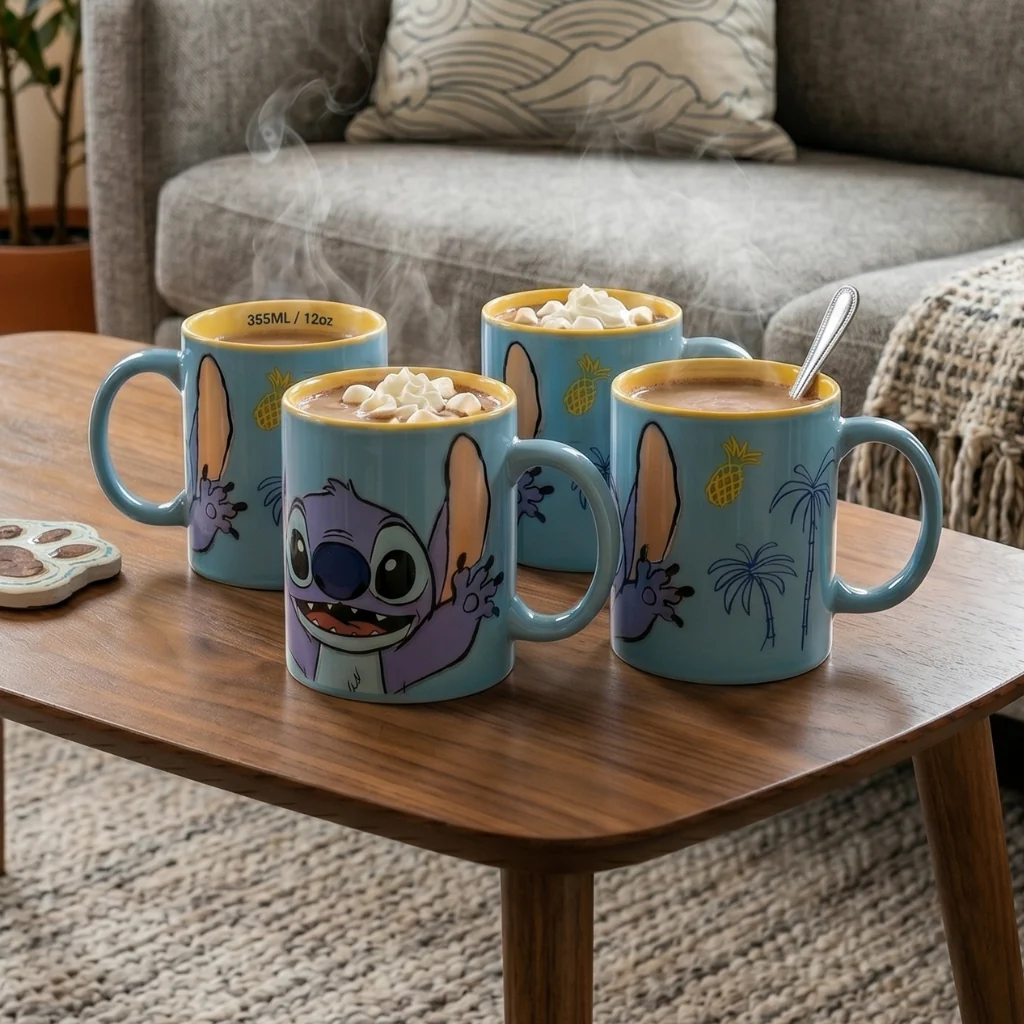Combo 4 Tazones Clásicos Stitch Vibra Disney 355 ml