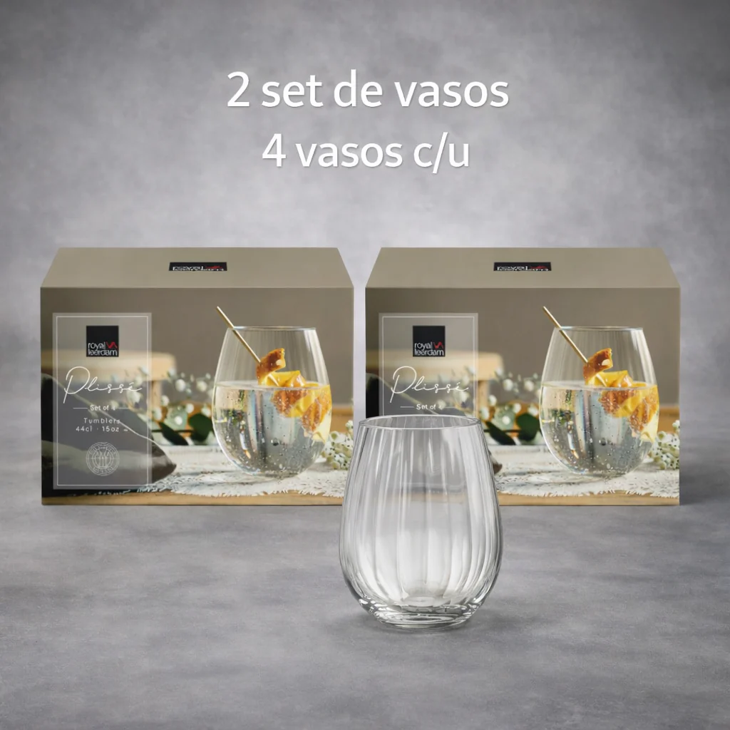 Combo 8 Vasos 440ml Plisse (2 Sets de 4unidades)