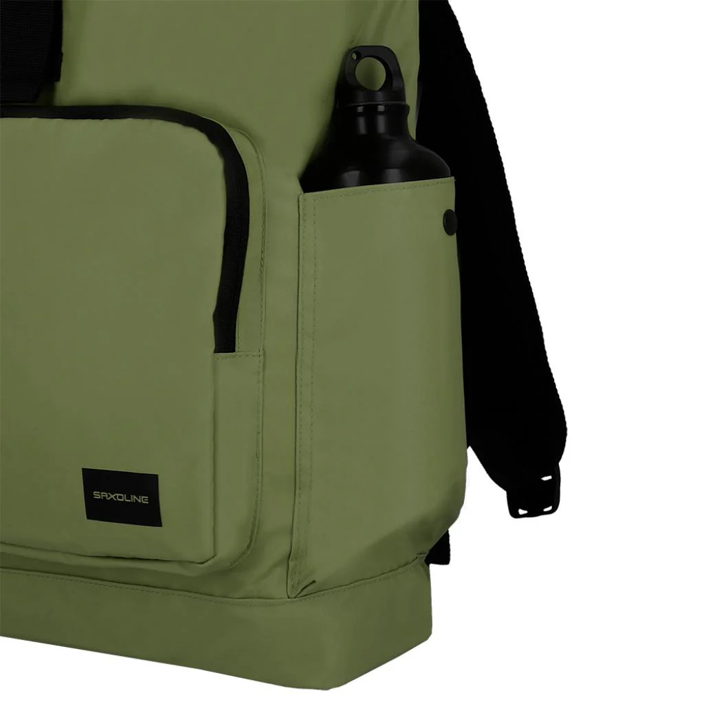 Combo Mochila Saxoline Preston Roll Top Olive Green 35 L  y banano celeste - Image 3