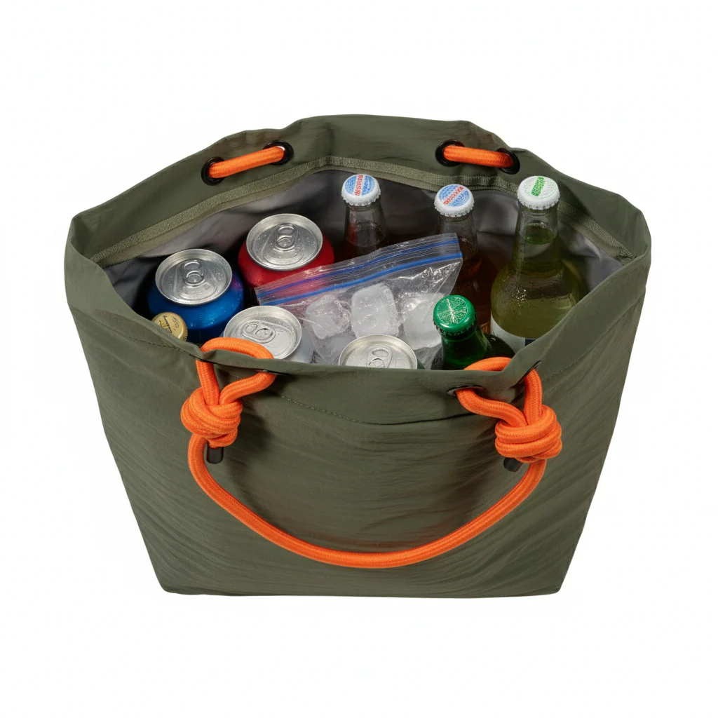 Combo Bolso Cooler Impermeable 16.5Lt Verde Oliva y Banano Rosado - Image 10