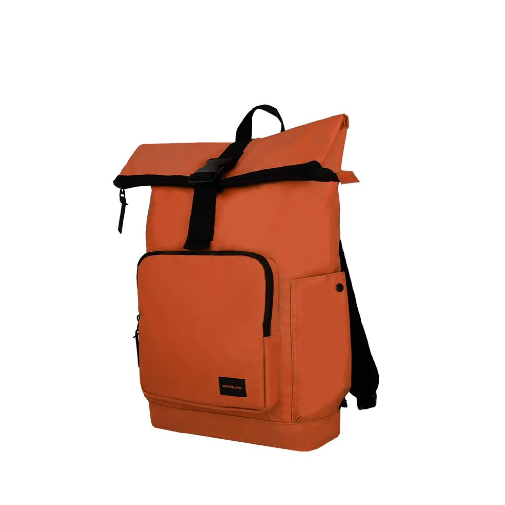 Combo Mochila Saxoline Preston Roll Top Café 35 L  y banano rosado - Image 8