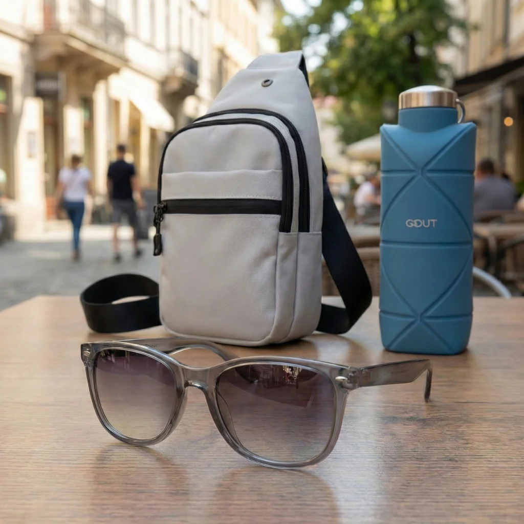 Combo Bandolera Gris + Lentes de sol Ulm + Botella Plegable Gout - Image 2