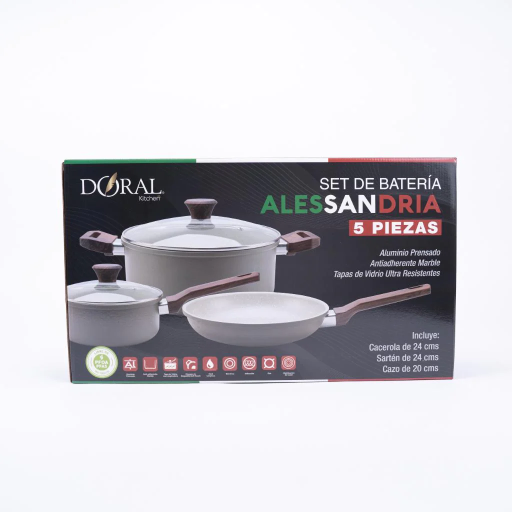 Set Batería De Cocina Alessandria Verde + Utensilios Doral 11 Piezas - Image 2