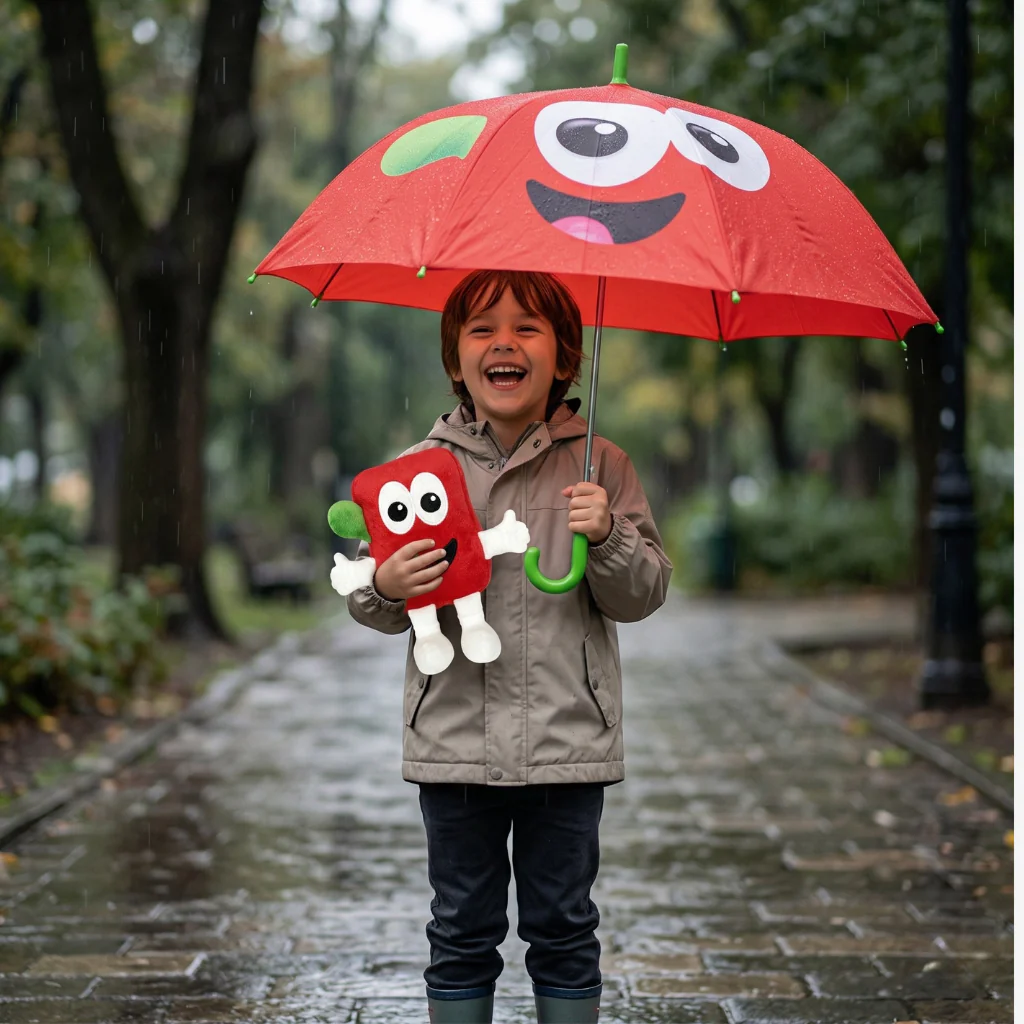 Combo Copec 1 Paraguas Niños Rojo Prontín + 1 Peluche Prontín