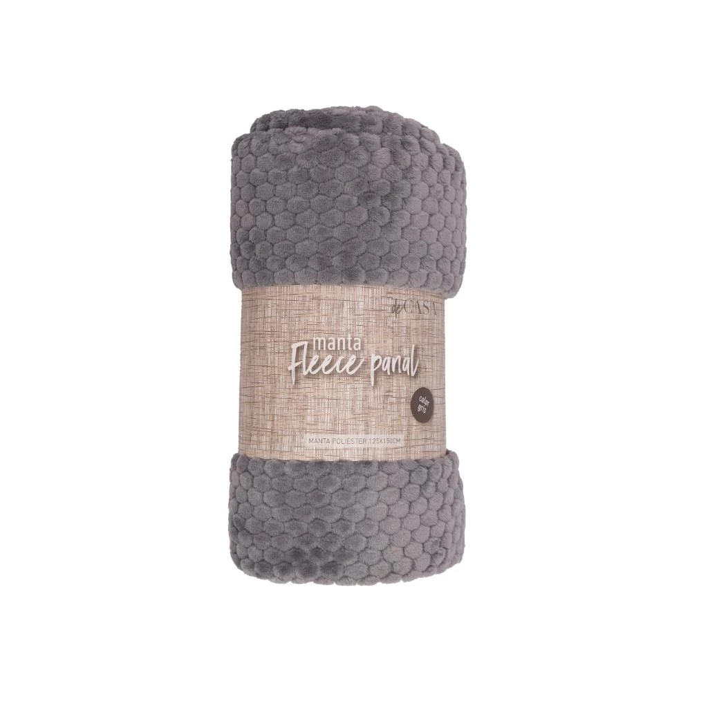 Combo Cubrecama Quilt Reversible 1.5 Plazas Magic White + Manta Fleece Panal Gris Oscuro - Image 4
