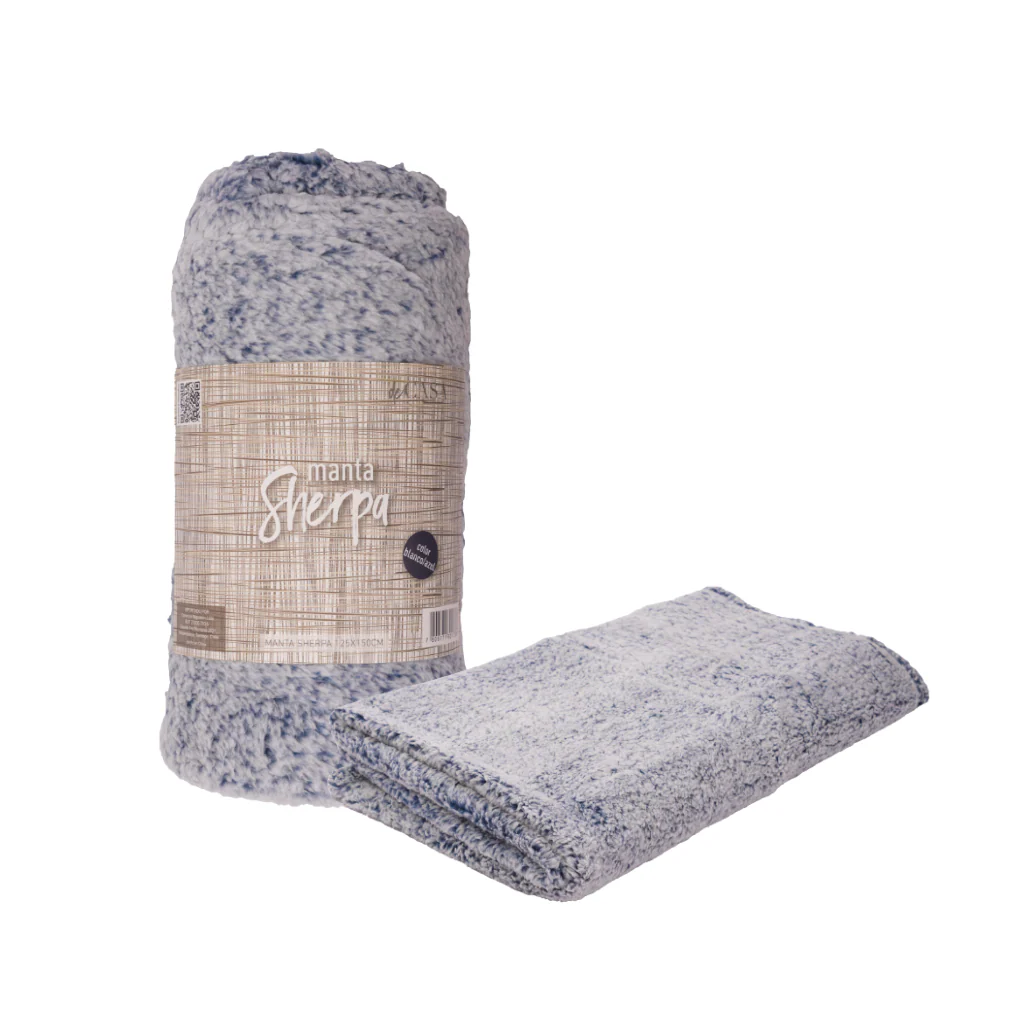 Combo Cubrecama Quilt Reversible 2 1/2 Plazas King Deluxe Grey + Manta Sherpa Azul Jaspeado - Image 2