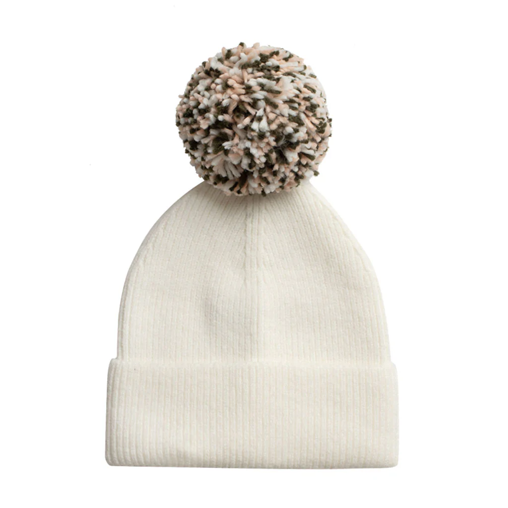 Combo Gorros de Punto Unisex Verde y Blanco con Pompones Intercambiables - Image 3