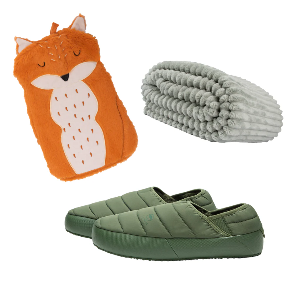 Combo Guatero Funda Zorro, Manta Cojín y Pantuflas
