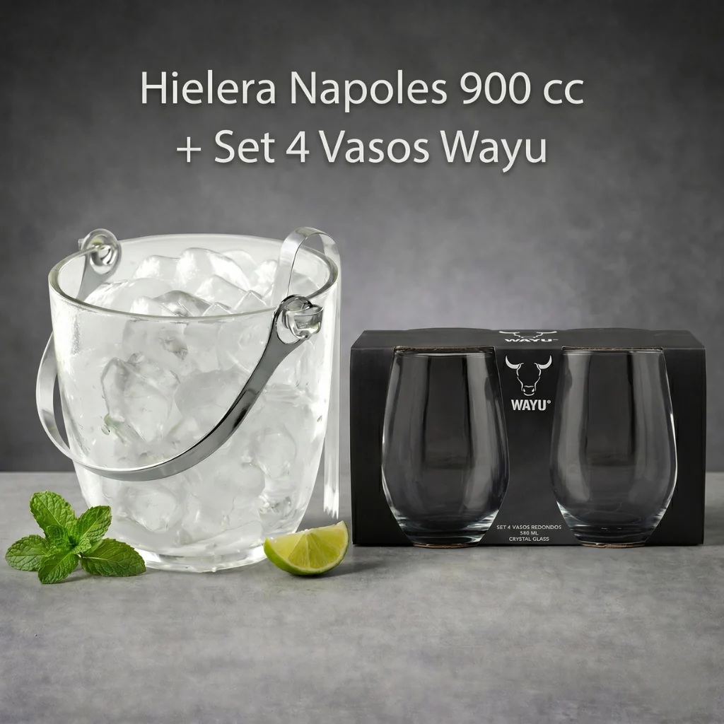 Combo Hielera Napoles 900 cc + Set 4 Vasos Wayu
