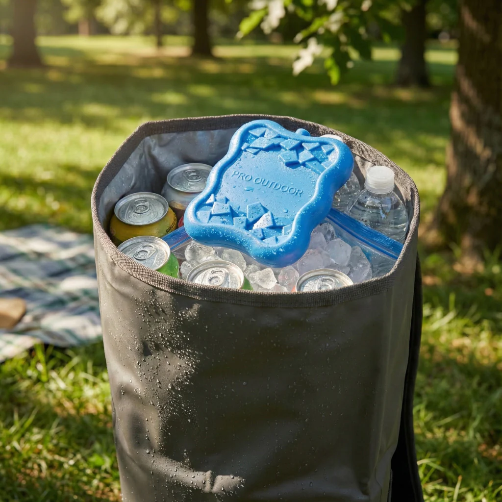 Combo Mochila Cooler Impermeable 15Lt Gris+ Icepack 1 Kilo