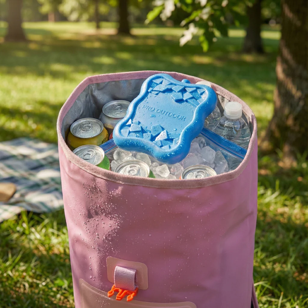 Combo Icepack 1 Kilo + Mochila Cooler Impermeable 15Lt Malva