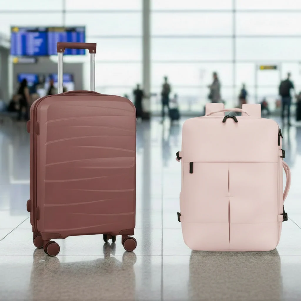 Combo Maleta (S) Rosado Oscuro y Mochila Viaje Viral Cabina 36L Pink. Pack Travel - Image 2
