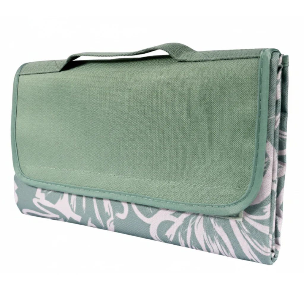 Combo Manta de Picnic o Playa Impermeable Amarilla Flores y Verde Flores - Image 6