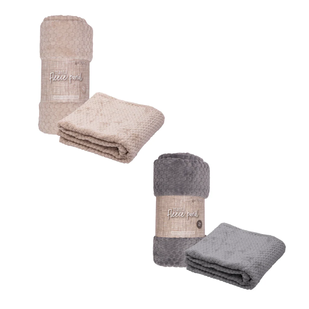 Combo 2 Mantas Polar Fleece: Beige + Gris Oscuro