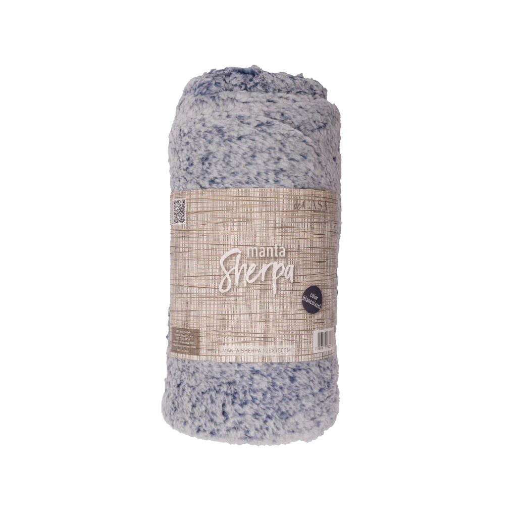 Combo Mantas Sherpa y Fleece 125x150 cm 1 Azul, 2 Ecru + 1 Gris - Image 6