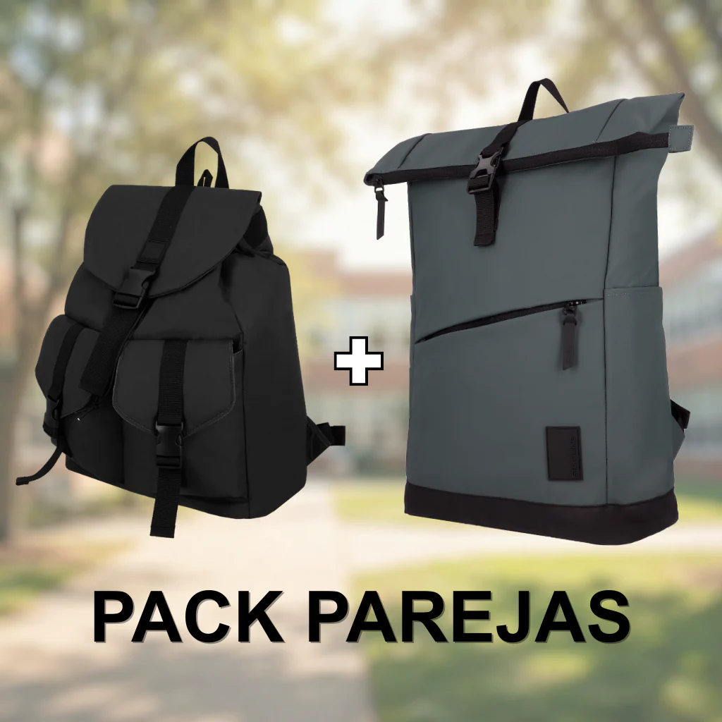 Combo Mochila Cairo 30 Lts Gris + Mochila Venice 22 Lts Negro Saxoline