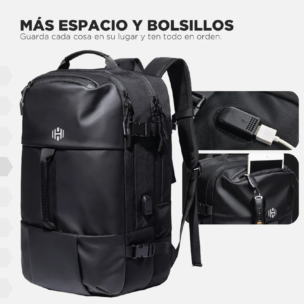 Mochila De Viaje 30L Hardley y Candado Negro (2 Piezas) - Image 2