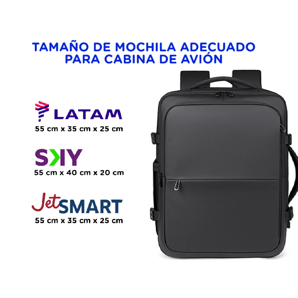 Combo Mochila de Viaje Viral 38L. Expandible Black + Cosmetiquero 24cm x 18cm Gout Aqua - Image 13
