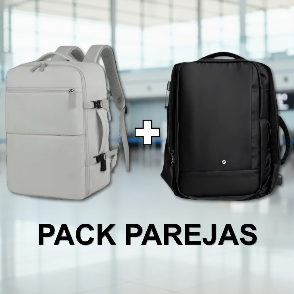 ✈️PACK TRAVEL EXCLUSIVO 2 Mochila de Viaje: 1 Mochila 30L Black + Mochila 40L Premium Grey.