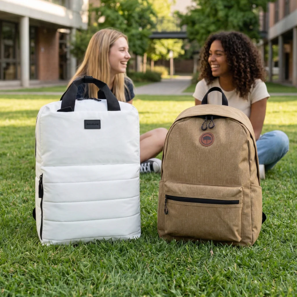 Combo Mochila Puffer Camber Blanca 18 Lts Saxoline + Mochila Jane Café Llaima - Image 9
