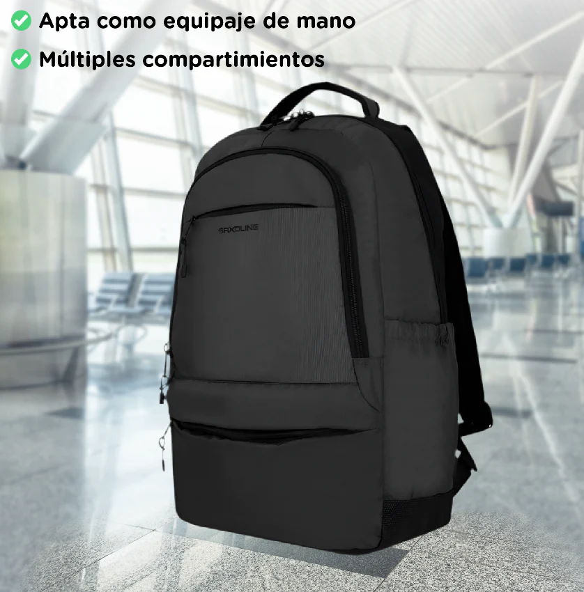 Combo Mochila Saxoline Cardiff Black 30 Lts + Mouse Inalámbrico + Audífonos Bluetooth - Image 2